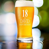 Engraved Personalised Birthday Pint Beer Glass Gift For Him Any Age