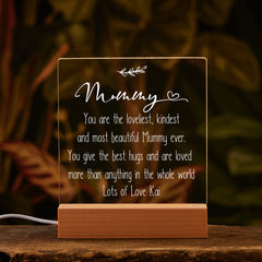 Personalised Mummy Sentiment LED Night Lamp Keepsake Gift