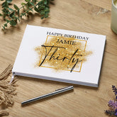Personalised 30th Birthday Gift Guest Book Gold Sparkles Design