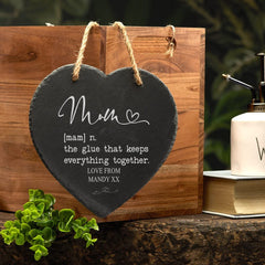 Personalised Mum Slate Heart Gift Definition