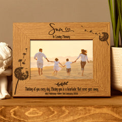 Son Remembrance Photo Frame Personalised Landscape With Dandelions