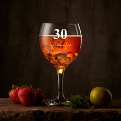 Personalised 30th Birthday Gin and Tonic Glass with Name and Sentiment Gift for Her Personalised Gin Glasses ukgiftstoreonline