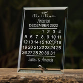 Personalised Wedding Day Calendar Glass Plaque Gift