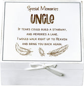 ukgiftstoreonline Uncle Remembrance Memory White Keepsake Box With Feather Design