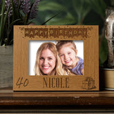 Personalised 40th Birthday Photo Frame Gift with Balloons Landscape