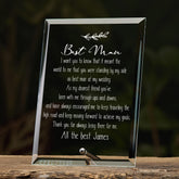 Best Man Sentiment Personalised Glass Plaque Gift Leaf Design Personalised Plaque Gift ukgiftstoreonline Small