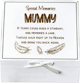 ukgiftstoreonline Mummy Remembrance Memory White Keepsake Box With Feather Design