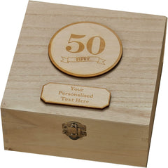 Personalised 50th Birthday Wooden Keepsake Box Gift