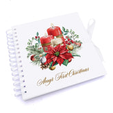 Personalised Baby's First Christmas Scrapbook Photo Album Traditional Design