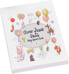 Personalised Baby Record Book Keepsake Milestone Journal Animal Theme