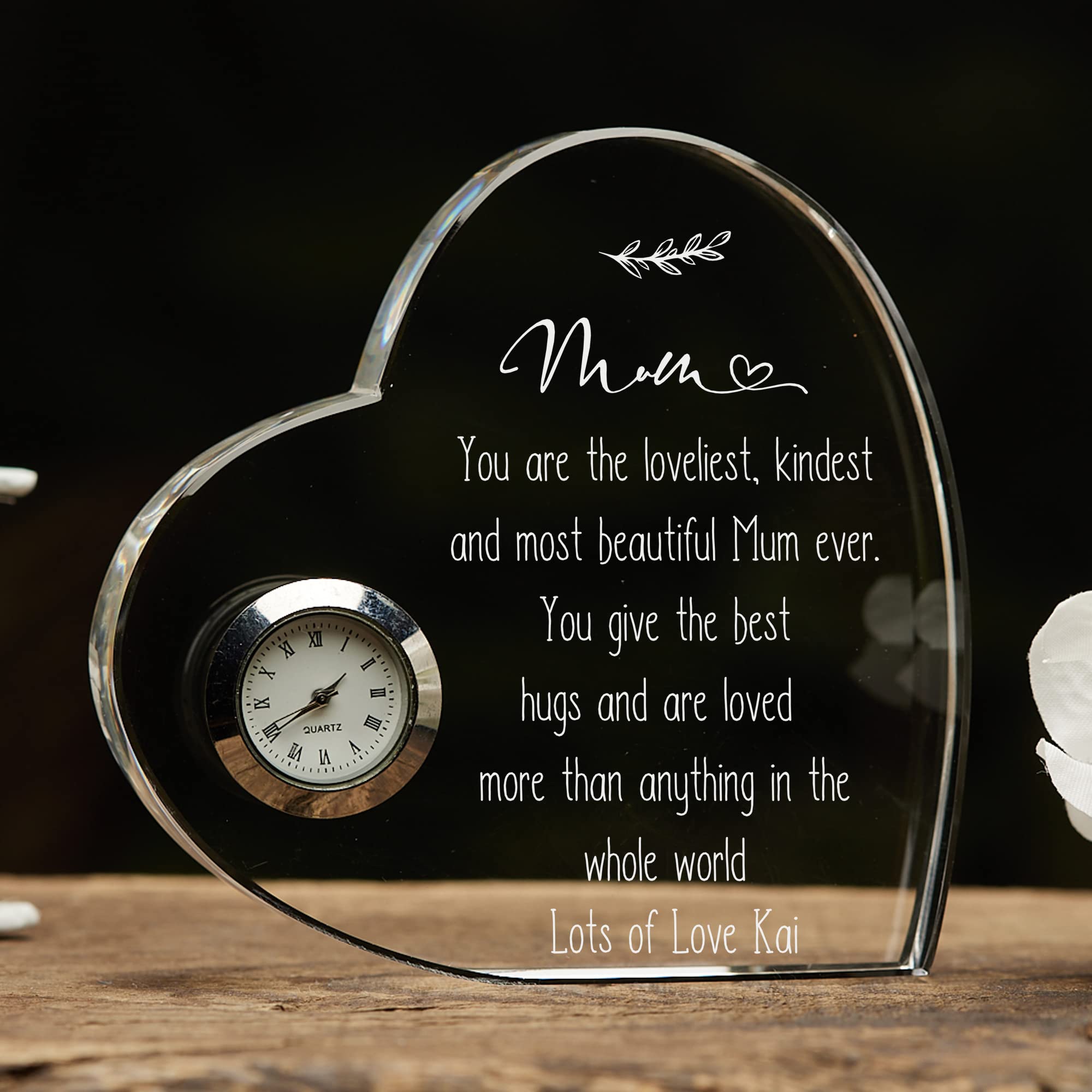 Engraved Personalised Mum Gift Crystal Glass Clock With Sentiment Personalised Clocks ukgiftstoreonline