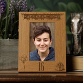 Happy 16th Birthday Engraved Photo Frame Gift Stars and Balloons Portrait