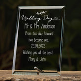 Personalised Wedding Day Glass Plaque Gift