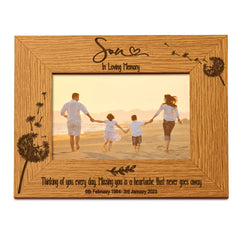 Son Remembrance Photo Frame Personalised Landscape With Dandelions