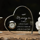 Engraved Personalised Nanny Crystal Glass Clock With Sentiment