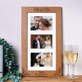 Personalised Mr and Mrs Wedding Decorative Wooden Triple Photo Frame