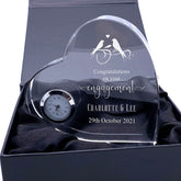 Engraved Heart Crystal Glass Clock Wedding Gift Or Wedding Present