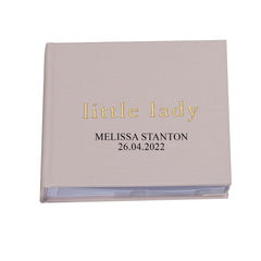 Personalised Baby Girl Light Pink Photo Album With Linen Cover