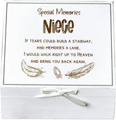 ukgiftstoreonline Niece Remembrance White Keepsake Box With Feather Design