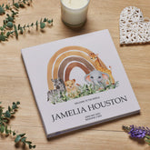 Personalised Large Linen Baby Photo Album Jungle Safari Theme