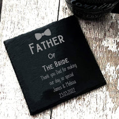 Personalised Father Of The Bride Slate Coaster Gift