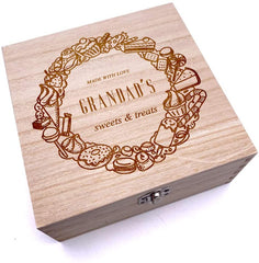 Personalised Sweets and Treats Engraved Wooden Box Personalised Gifts ukgiftstoreonline
