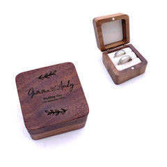Personalised Wedding Ring Box Holder for 2 Rings With Hearts