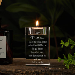 Personalised Mum Engraved Crystal Glass Tea Light Candle Holder With Sentiment Tea Light Holder ukgiftstoreonline