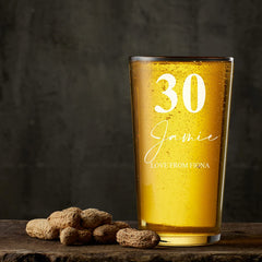 Personalised Engraved 30th Birthday Beer Perfect Pint Glass Gift