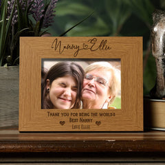 Personalised Best Nanny With Name Landscape Photo Frame Gift