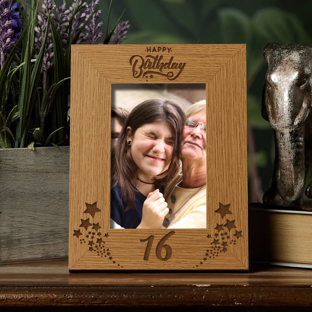 Happy 16th Birthday Portrait Photo Frame Star Design Gift Photo Frame ukgiftstoreonline