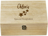 Personalised Large Wooden Baby Memory Keepsake Box Star Design