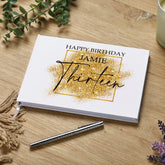 Personalised 13th Birthday Gift Guest Book Gold Sparkles Design
