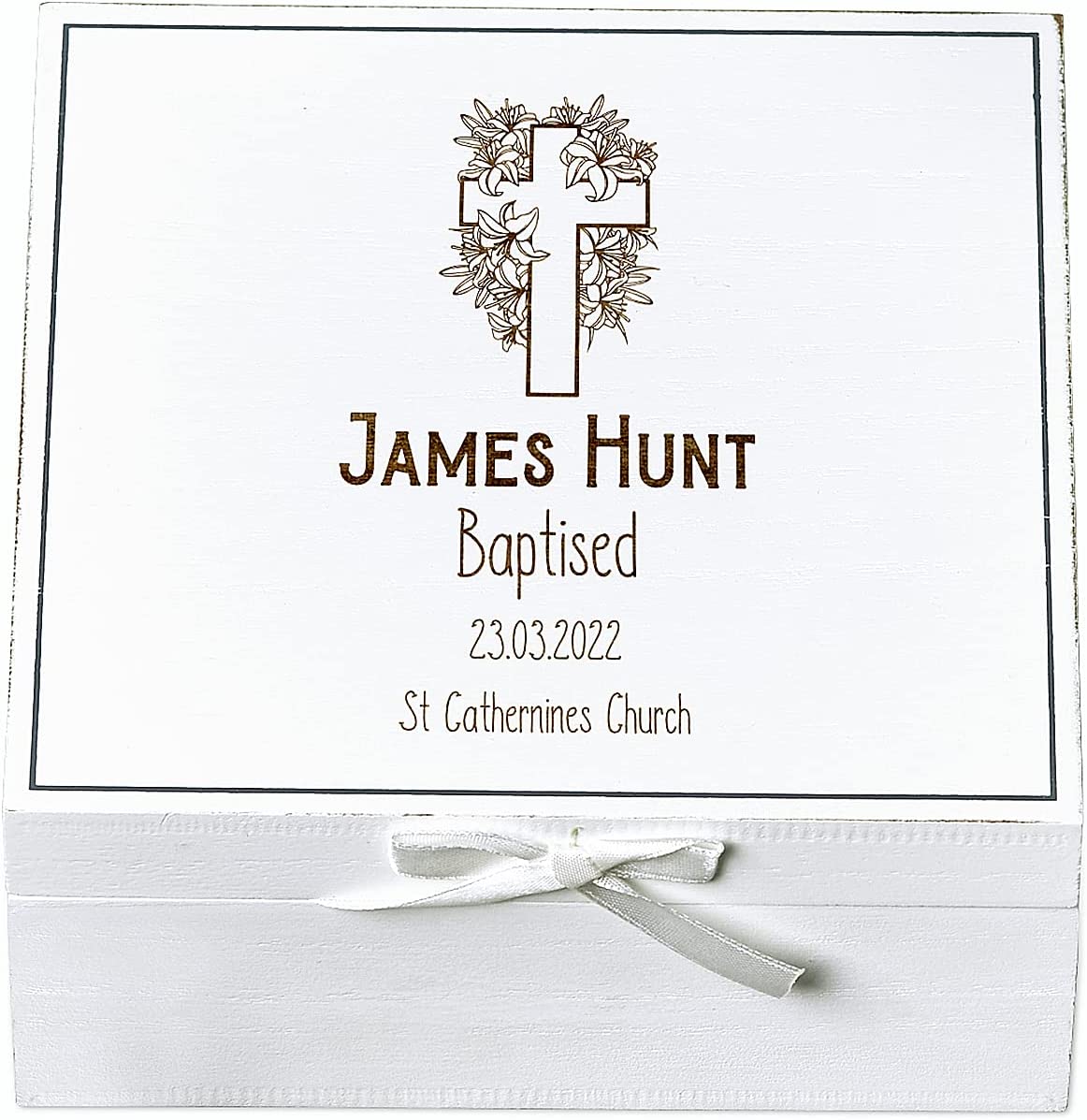 Personalised Baptism White Keepsake Box With Cross Design Keepsake Box ukgiftstoreonline