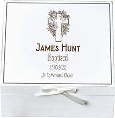 Personalised Baptism White Keepsake Box With Cross Design Keepsake Box ukgiftstoreonline