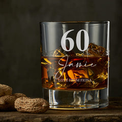 Engraved Personalised 60th Birthday Whiskey Glass Gift Boxed Personalised Whiskey Glass ukgiftstoreonline