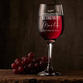 Personalised Retirement Wine Glass Gift Name & Sentiment