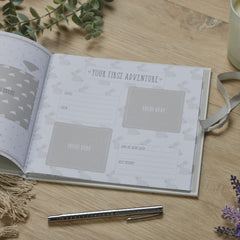 ukgiftstoreonline Personalised Beautiful Baby Boy Memory Record Memory Book With elephants Record Book ukgiftstoreonline