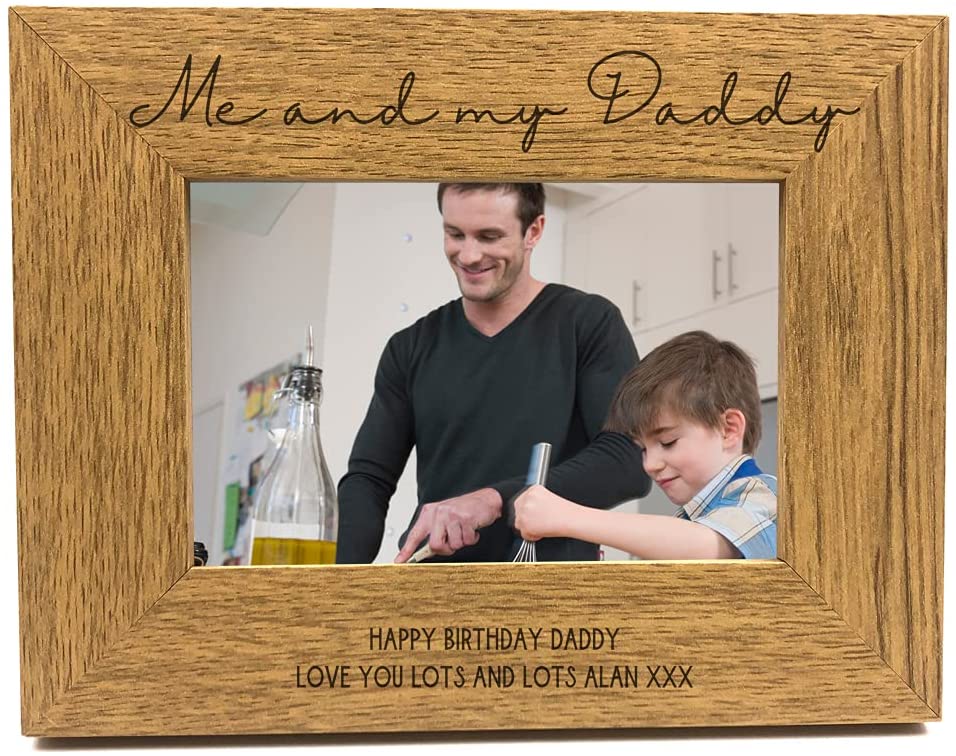 Personalised Me and My Daddy Photo Frame Gift Oak Wood Finish Photo Frame ukgiftstoreonline 4 x 6 Inch
