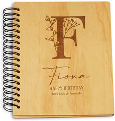 Personalised Natural Floral Alphabet and Sentiment Photo Album Engraved