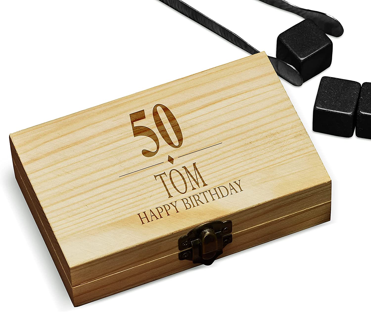 Personalised 50th Birthday Whisky Stones In Engraved Gift Box Whisky Stone Box ukgiftstoreonline