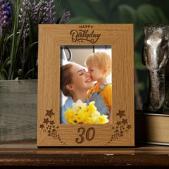 Happy 30th Birthday Portrait Photo Frame Star Design Gift