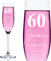 Personalised 60th Birthday Signature Champagne Flute Prosecco Glass Gift