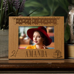 Personalised 21st Birthday Photo Frame Gift with Balloons Landscape - ukgiftstoreonline