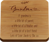 Personalised Grandma Sentiment Gift Wood Drink Coaster Gift