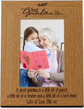 Personalised Great Grandma Sentiment Wooden Portrait Photo Frame Gift