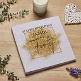 Personalised Large Linen 40th Birthday Photo Album With Gold Sparkles Design