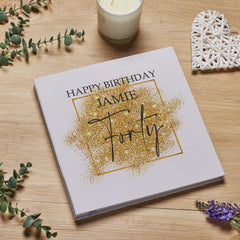 Personalised Large Linen 40th Birthday Photo Album With Gold Sparkles Design