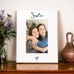 White 6x4 Portrait Picture Photo Frame Sister Heart Photo Frame ukgiftstoreonline