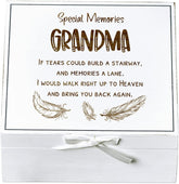 ukgiftstoreonline Grandma Remembrance Memory White Keepsake Box With Feather Design